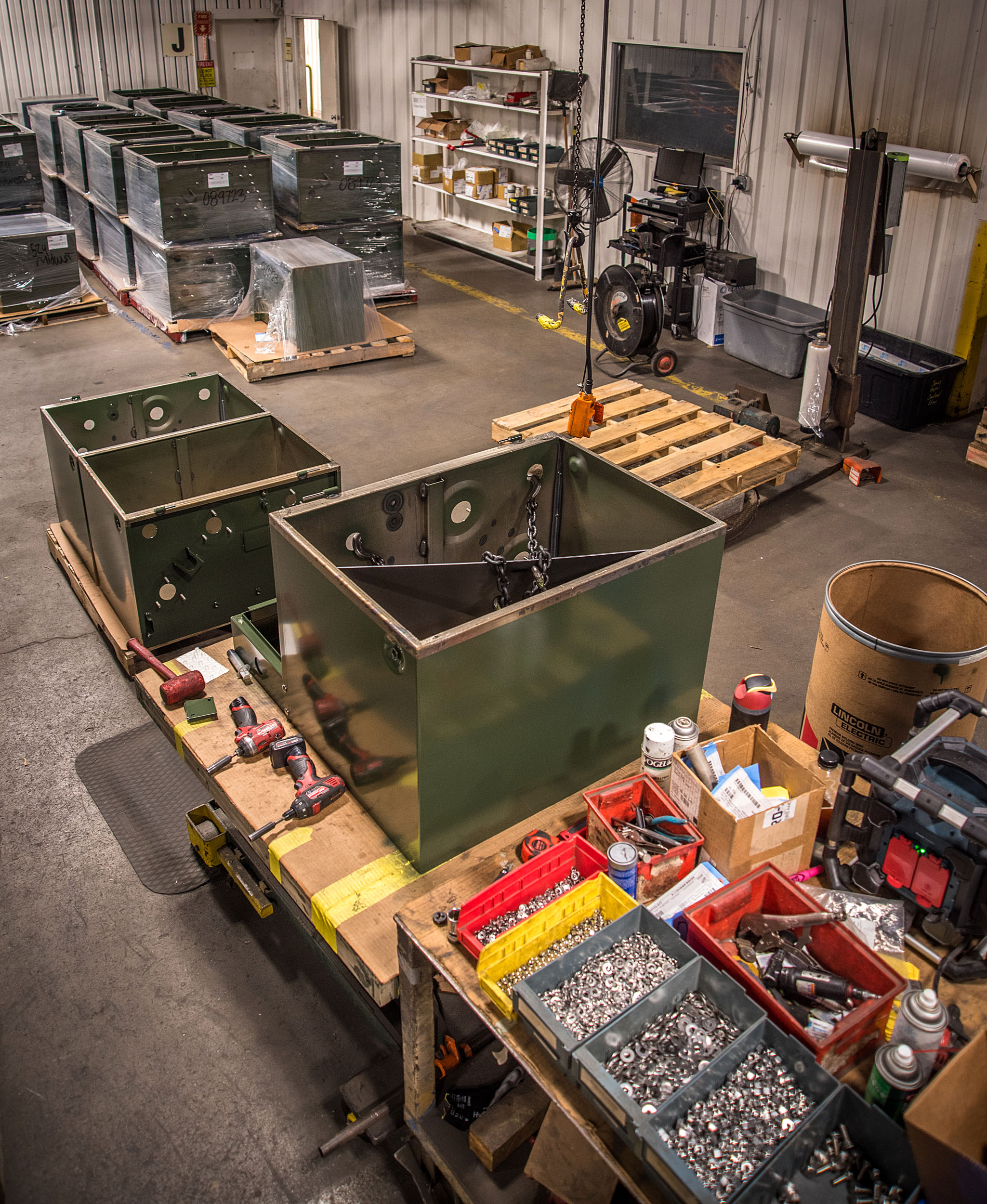 Jones Metal Inc assembly of ENVALT transformer boxes